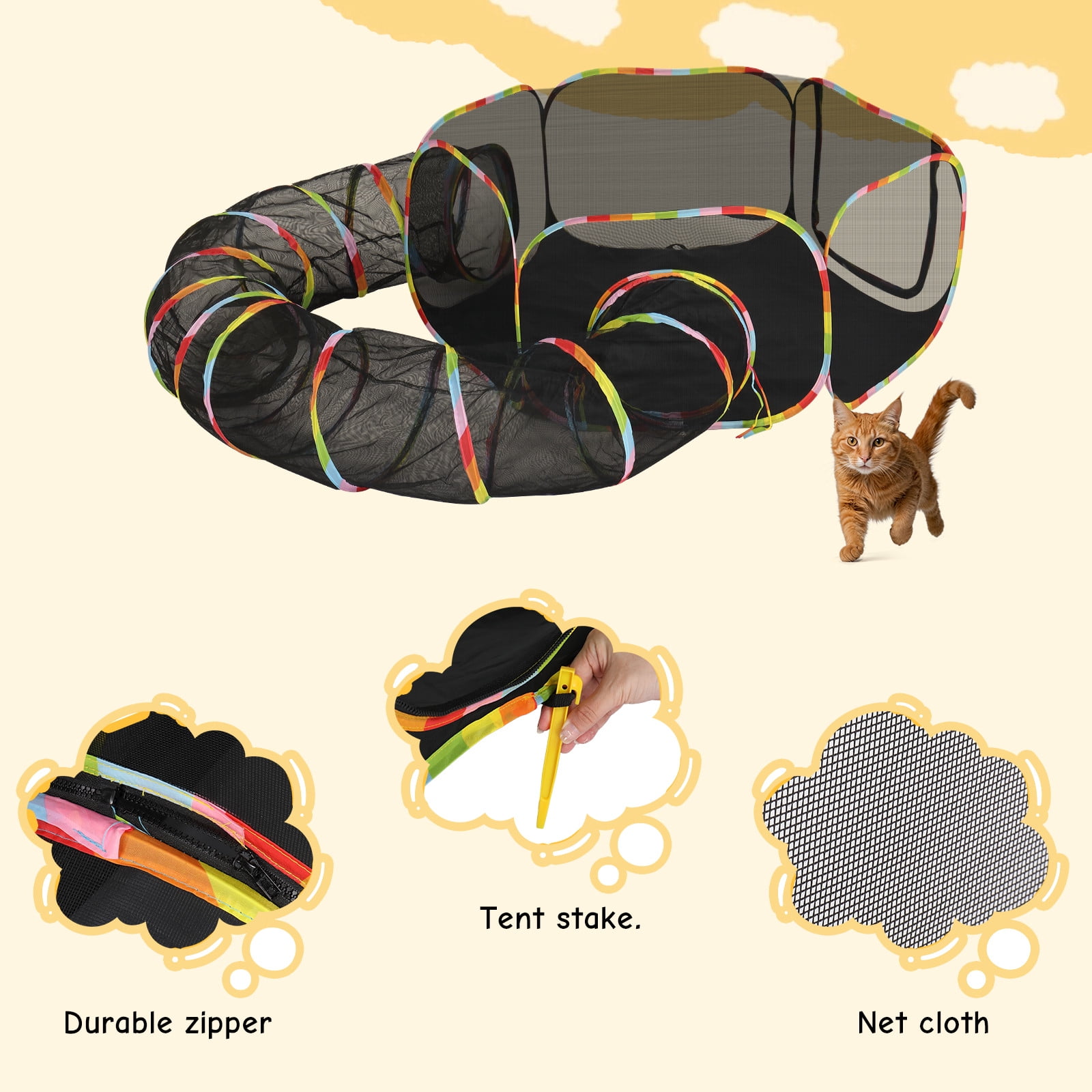 ZYPPP Outdoor Portable Pet Cat Playpen Folding Play Tent Tunnel House Enclosures