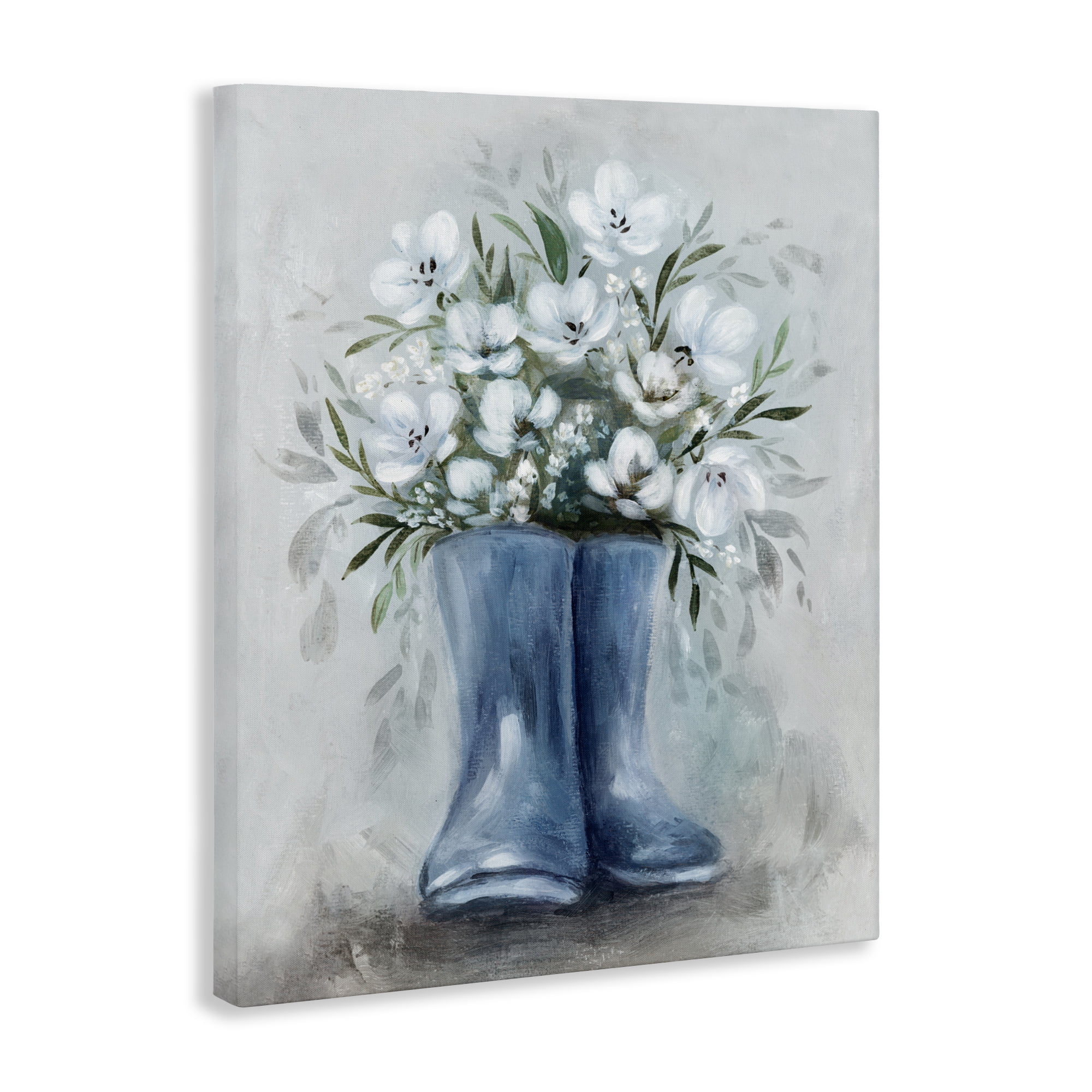 Stupell Industries Botanical Bouquet in Blue Boots Canvas Wall Art, design by Kristen Brockmon