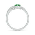 thumbnail image 2 of ANGARA Natural Solitaire Emerald Twisted Ribbon Ring with Pave Diamond Accents in 14K White Gold for Women (Size-6x4mm) | May Birthstone, Anniversary, Jewelry Gift for Women | Natural Emerald Ring, 2 of 9