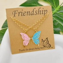 Friendship Butterfly Enamel Necklace for Women BFF Jewelry Pair Alloy Multiple Colors