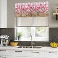 thumbnail image 4 of 2 Pack Pink Tulip Flower Valance for Window Hello Spring Floral Buffalo Plaid Wood Kitchen Valance Rod Pocket Short Curtain Topper Decorative Window Treatment for Living Room Bedroom 42"x12", 4 of 9