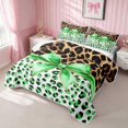 thumbnail image 3 of Erosebridal Leopard Bow Print Quilt King for Girls, Cheetah Animal Spots Girly King Coverlet Set, 3 Pieces 1 Bedspread and 2 Pillowcases, 3 of 7