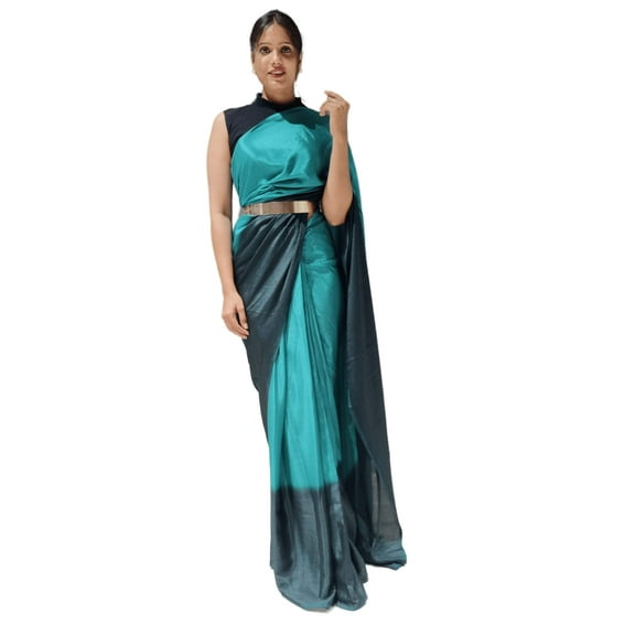 Sidhidata Women's Woven Synthetic Saree With Blouse Piece (Faluda Rama_Green, C Rama)