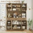 thumbnail image 5 of Homfa Kitchen Pantry with Hutch and Drawers, 71" Tall Storage Cabinet with 55" Wide Countertop and Built-In Power Outlet, Farmhouse Coffee Bar for Dining Room, Rustic Brown, 5 of 8