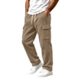 thumbnail image 3 of Mens Pants Athletic Fit Stretch Fashion Drawstring Elastic Waist Solid Color Casual Running Sweatpants With Pockets Workout Cargo Pants, 3 of 10