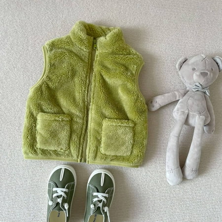 

Yubatuo Boys And Girls Cotton Vest Children s Baby Warm Plush Outer Vest Green 110