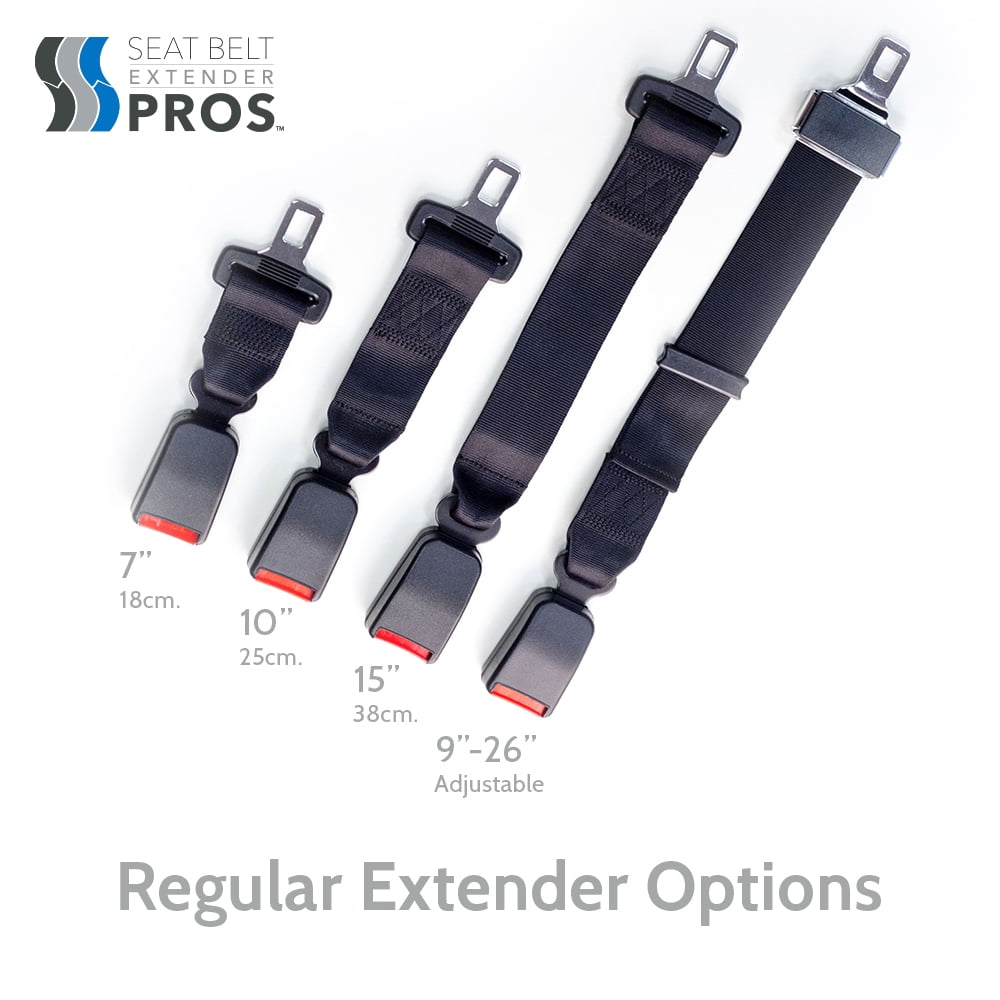 Seat Belt Extender 2-Pack - Type B Wide Metal Tongue, E-Mark Certified, For Safer Buckling In Cars (Black)