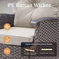 thumbnail image 6 of Outdoor Sectional Furniture Set, PPorfamilia 6 Piece Patio Sofa Set with Rocking Swivel Chairs, Ottomans and Side Table, PE Rattan Conversation Set with Beige Cushions for Backyard Garden Deck Porch, 6 of 8