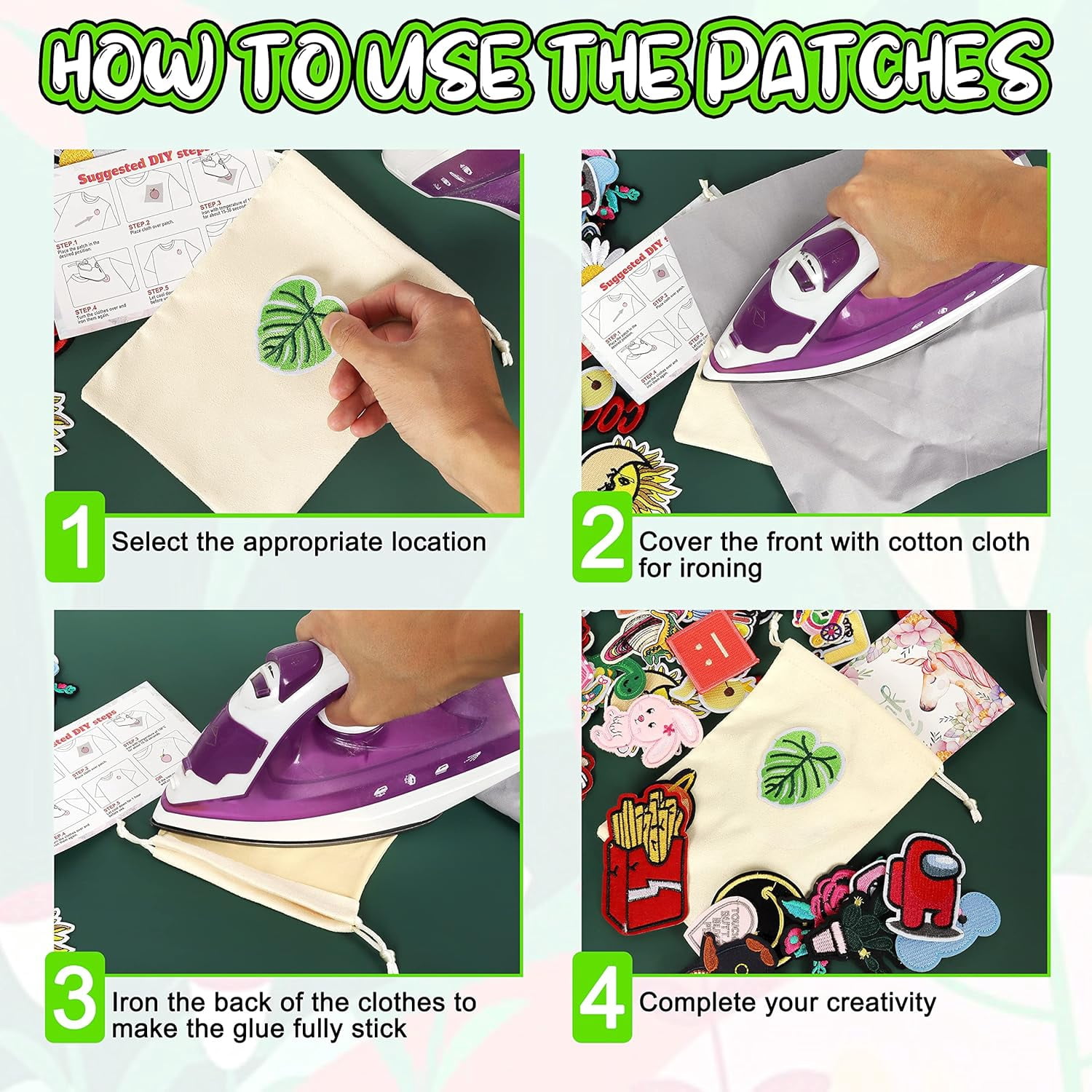 Iron on Patches for Clothing: 100Pcs Random Assorted Styles Funny Patch Repair Embroidered Appliques for Clothes Sew on/Iron on Jackets Backpacks Hat Dress Fabric for DIY Accessories