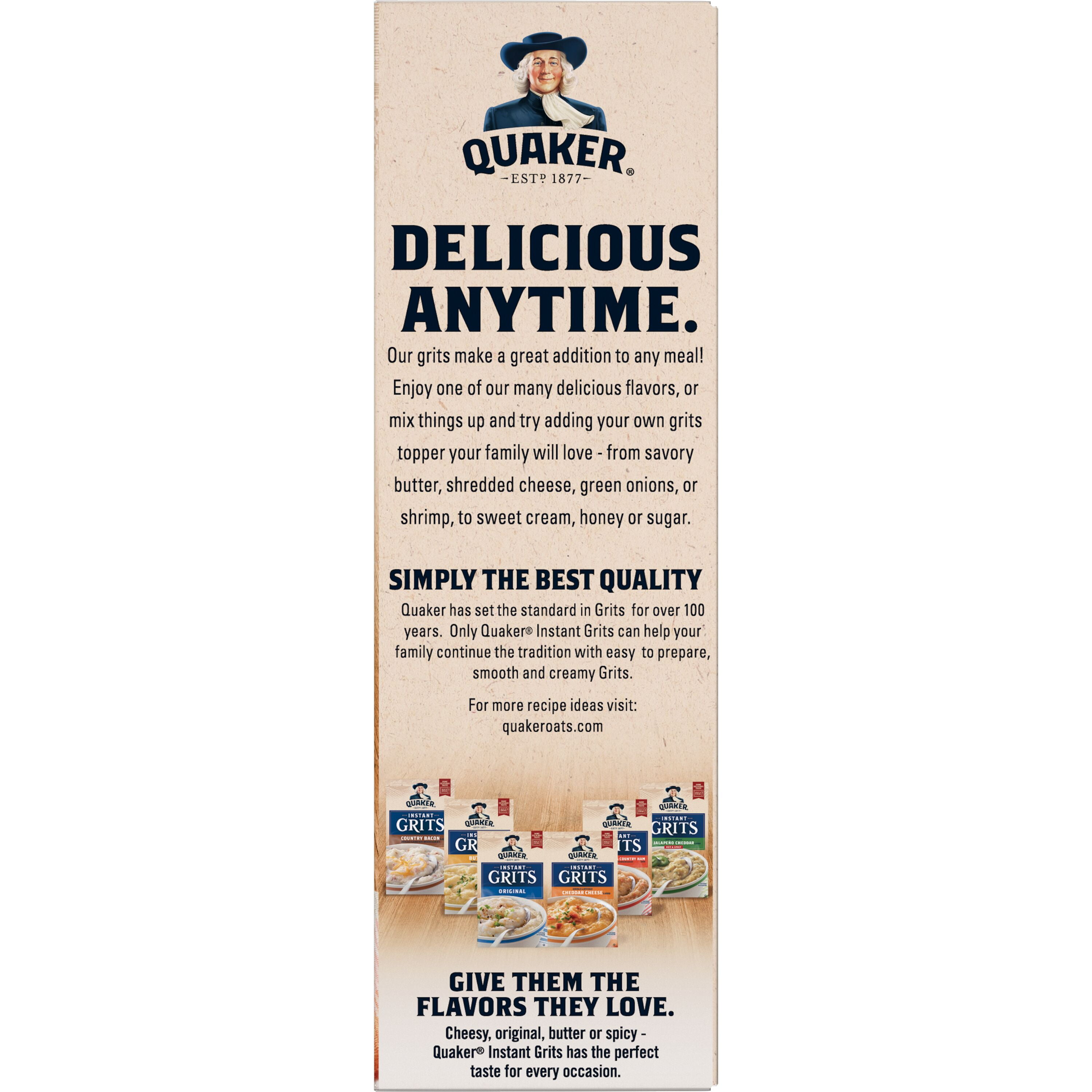 (12 pack) Quaker Instant Grits Variety Pack 9.8 oz Paperboard Box, 10 Packets