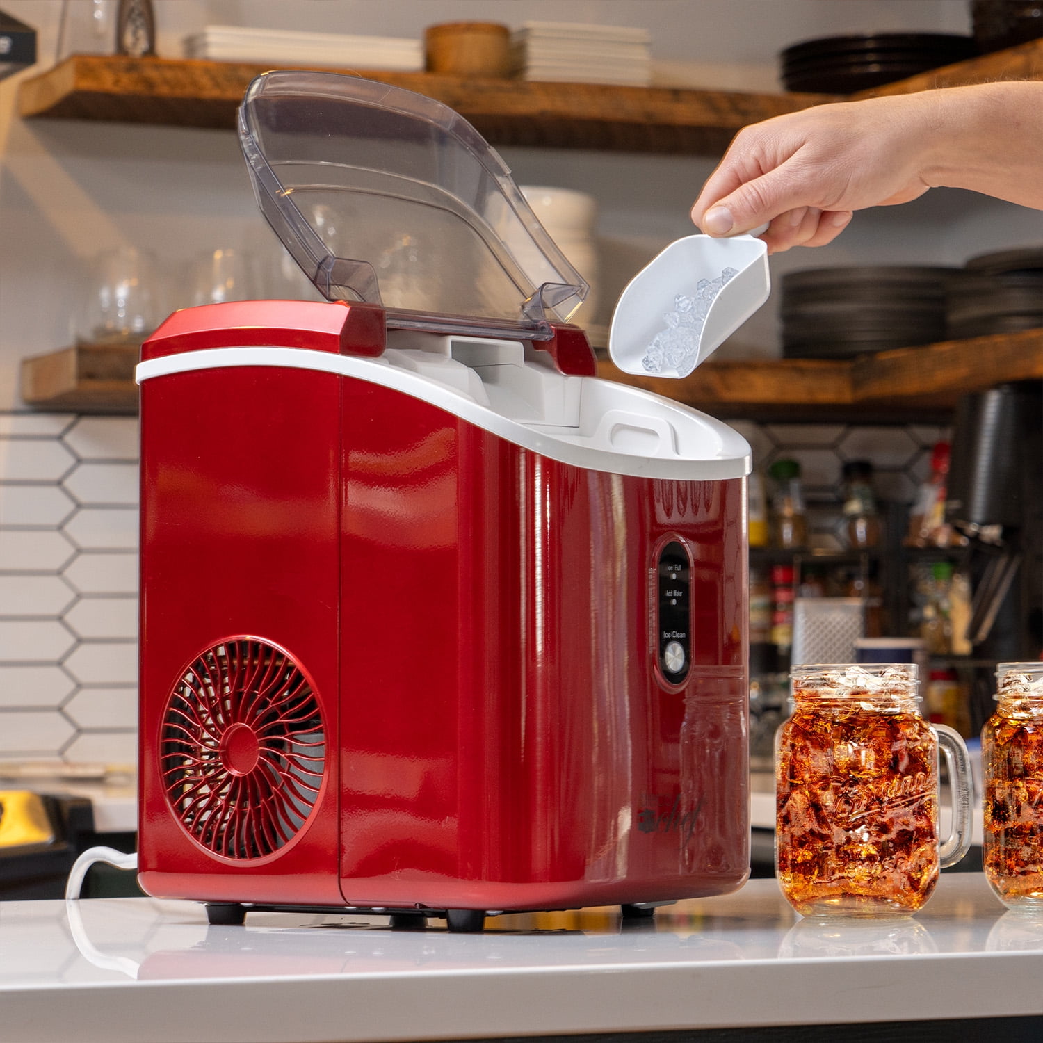 Deco Chef Countertop Ice Maker, 33LB per Day, 1-Click Auto Operation, Red
