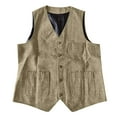 thumbnail image 4 of RYDCOT Mens Sleeveless V-Neck Single Breasted Vest Solid Color Outdoor Multi Pocket Top Khaki, 4 of 4