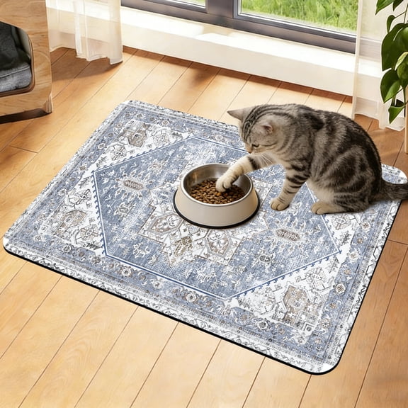 Dog Food Mats for Floors Absorbent, Pet Cat Food Mat - Non Slip Dog Bowl Mats for Food and Water, Eco-Friendly Boho Dog Placemats Feeding Mat Pet Supplies