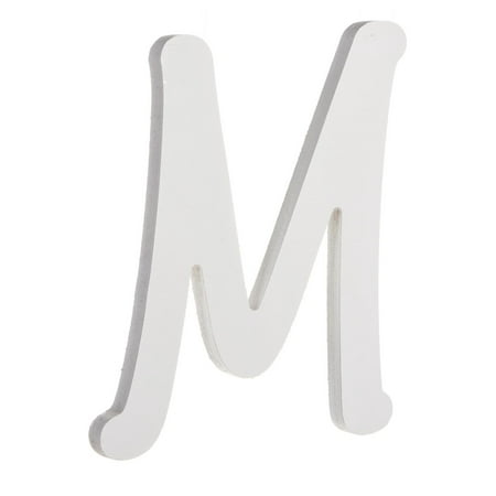 9 inch White Wood Letter M: Brush Font