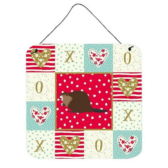 Caroline's Treasures CK5300DS66 Eurasian Beaver Love Wall or Door Hanging Prints, Red, 6x6, multicolor