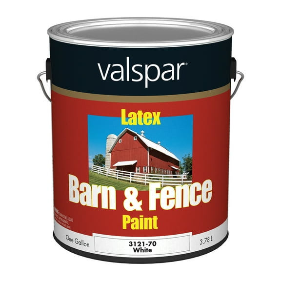 Valspar Latex Paint & Primer In One Flat Barn & Fence Paint, White, 1 Gal.