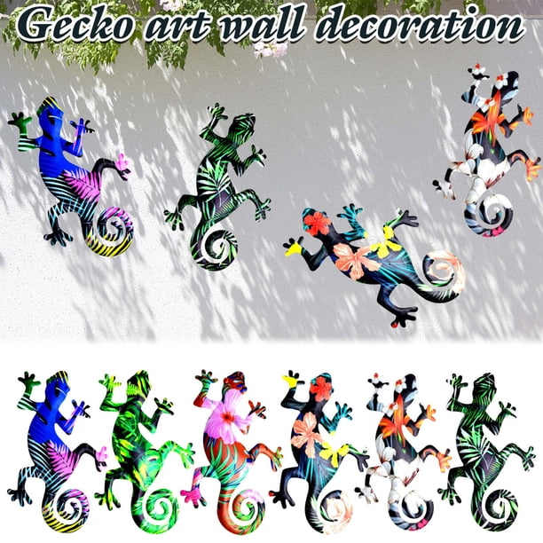Metal Garden Lizard Art Decor - Decoración exterior de jardín trasero de 13x22cm con recubrimiento en polvo resistente al óxido