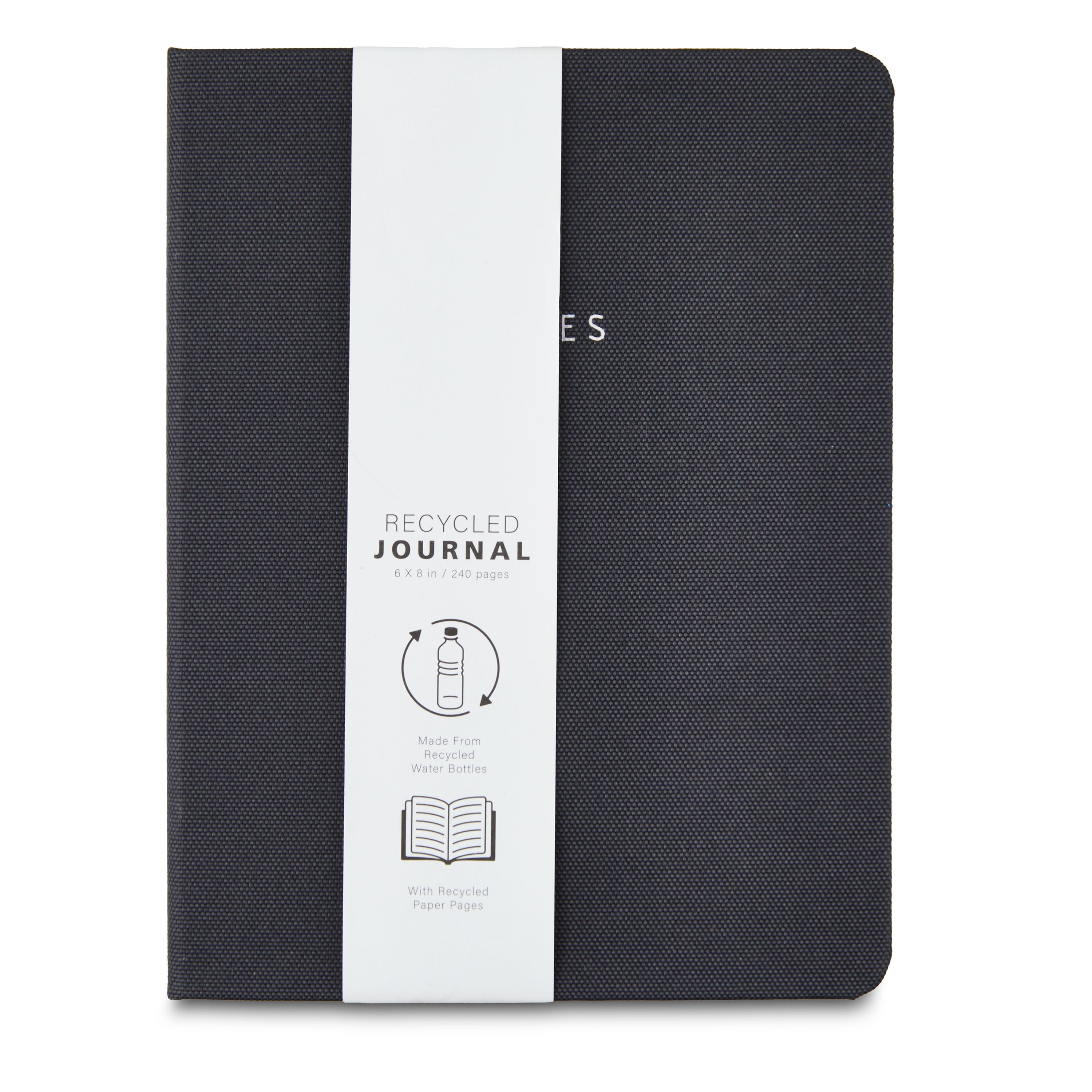 Pen+Gear Fabric Cover Journal, Black, 240 Ruled Pages, Elastic Band
