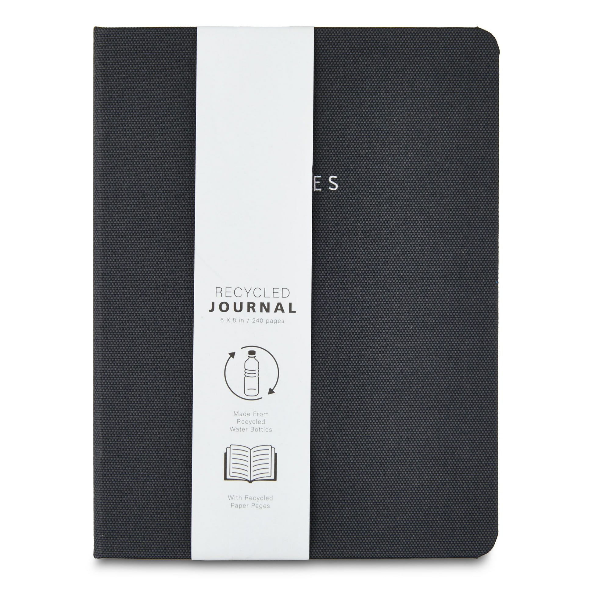 Pen+Gear Black Fabric Cover Journal with Elastic Band, 240 Ruled Pages