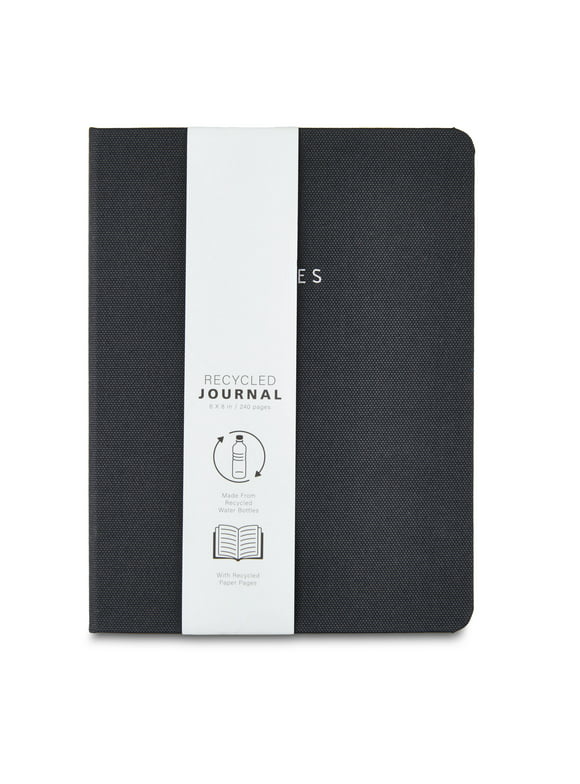 Pen+Gear Fabric Cover Journal, Black, 240 Ruled Pages, Elastic Band