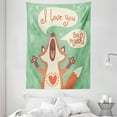thumbnail image 1 of Lifestyle Decor Tapestry, I Love You So Much Fox Humor Romance Birthday Celebration Graphic, Wall Hanging for Bedroom Living Room Dorm Decor, 60W X 80L Inches, Mint Green Ginger, by Ambesonne, 1 of 2