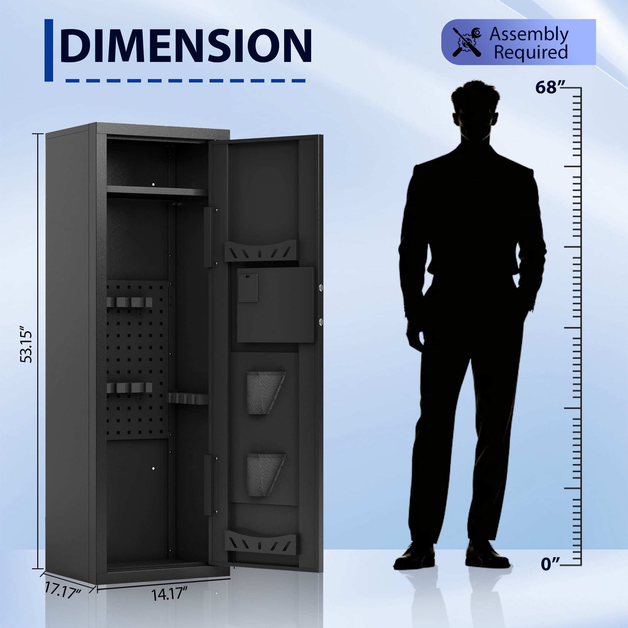 KAER 10-12 Biometric Gun Safe, Quick Access Unassembled Rifle Safe for Rifle and Shotgun, Gun Cabinet with Removable Rifle Rack
