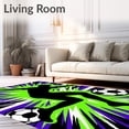 thumbnail image 2 of ODIKA 3'x5' Machine Washable Non-Slip Area Rug, Graffiti Inspired Kicking Motif and Spray Paint Soccer Graphics High Traffic Rug with Pad, Green, 675685, 2 of 8