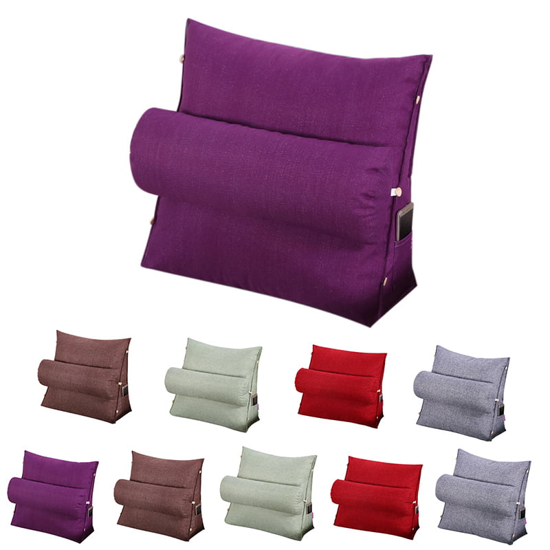 Large Foam Reading & TV Bed Rest Pillow 2 Neck & Lumbar Pillows W/Pocket Gray 
