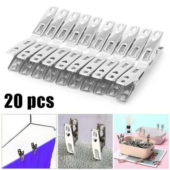 20Pcs Stainless Steel Spring Loaded Metal Clothes Pegs Laundry Clip Cloth Pack