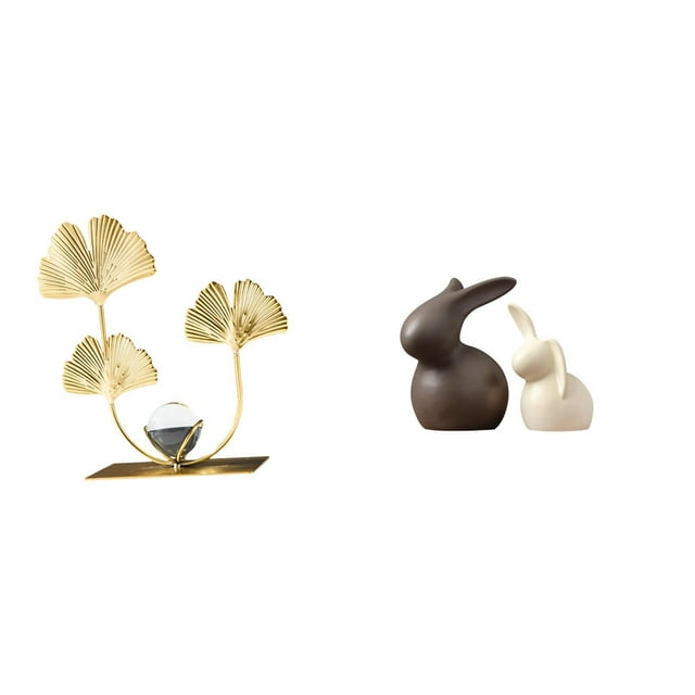 Estatua de figura,Estatuas de hojas y flores de metal,esculturas decorativas,Figuras decorativas para el hogar,para estante,mesa o vitrina.,Estatua de cerámica,Juego de estatuas de cerámica