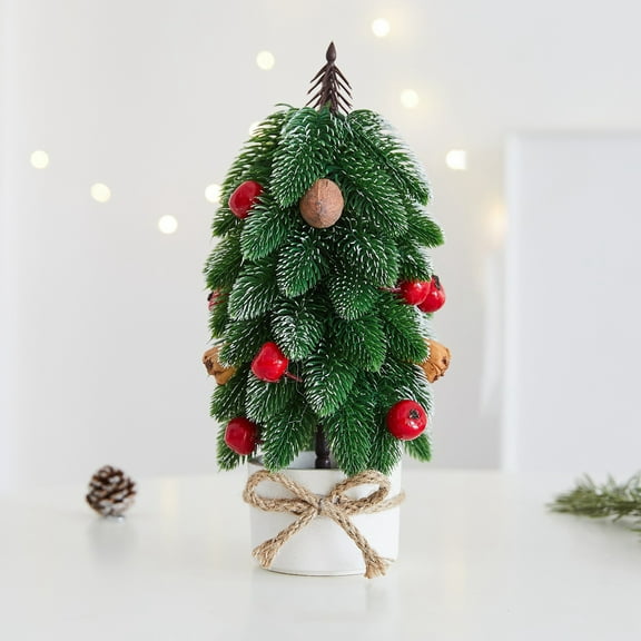 Small Christmas Tree Tabletop Artificial Mini Christmas Tree Decorations with Base Party Supplies for Holiday Farmhouse Tabletop Decoration