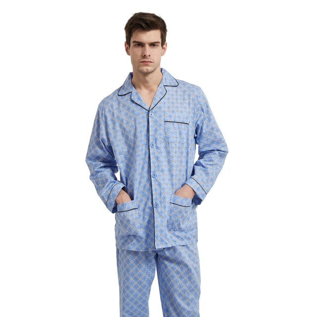 Blueberry Stripe - Everyday Set<br>Men's Cotton Notch Collar Pyjama Set main image 1