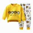 thumbnail image 4 of TOWED22 Baby Toddler Boy Fall Winter Set 2Pcs Long Sleeve Printed Round Neck T-Shirt Elastic Waist Pants Soft Warm Outfits Clothes(Yellow,6-12 M), 4 of 5