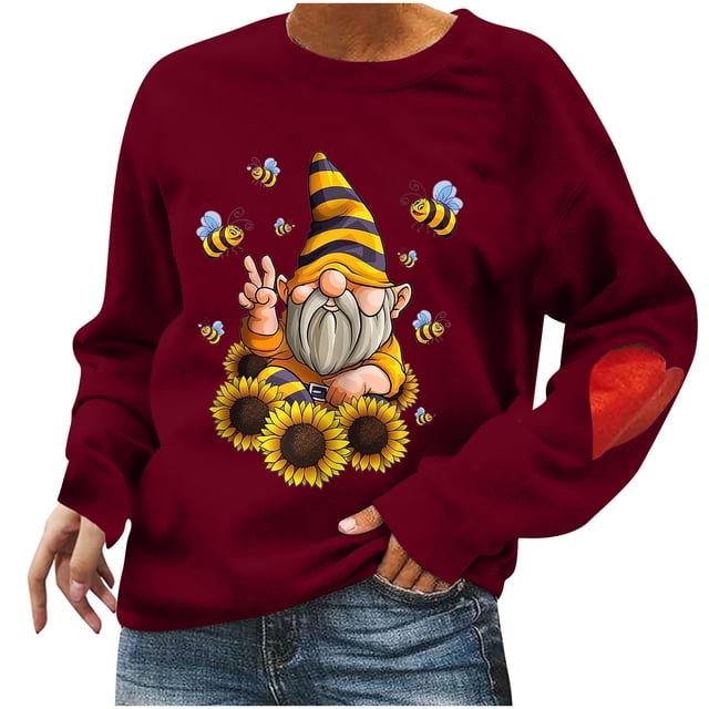 Sudaderas de Cuello Redondo de Navidad Para Mujer Camiseta de Manga Larga Con Estampado Informal Tops Blusa de Suéter Odeerbi ODB206481
