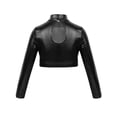 thumbnail image 2 of Zaldita Kids Girls Shiny Metallic Crop Tops Hip Hop Dance Costume Mock Neck Jazz Shirts Dancewear Black 12, 2 of 7