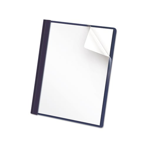 Clear Front Report Cover Tang Fasteners, Letter Size, Dark Blue, 25/Box