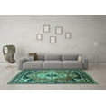 thumbnail image 3 of Ahgly Company Machine Washable Indoor Square Persian Turquoise Blue Traditional Area Rugs, 3' Square, 3 of 4