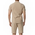 thumbnail image 5 of REORIAFEE 70s Disco Outfits for Men Gym Outfits Men Casual Patchwork Turn down Collar Short Sleeve Set Blouse Short Pants Suit Khaki M, 5 of 5