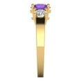 thumbnail image 3 of Clara Pucci 14K Yellow Gold Solid Gold Amethyst Three-Stone Anniversary Ring for Women - 1.5 cttw Round Cut, 3 of 8