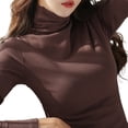thumbnail image 2 of Turtleneck Basic Women Thermal T Shirt Plain Winter Stretch Top Bottoming Shirt, 2 of 8