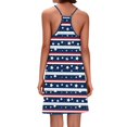 thumbnail image 4 of Women's Casual V-Neck Sundress, Sleeveless Summer Dress with Patriotic Print and Pockets, Comfortable Apparel for Festivals and Travel,Dark Blue L, 4 of 5