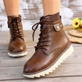 thumbnail image 5 of hzomhy Womens Snow Boots Round Toe Front Lacing Thick Sole Warm Lining for Casual Cold Weather Walking and Daily Wear, 5 of 7