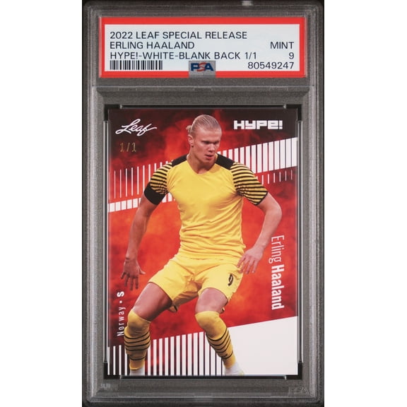 Erling Haaland PSA 9 2022 Leaf Hype! #94 White Blank Back 1/1 Rare Trading Card Manchester City