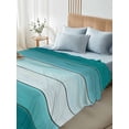 thumbnail image 4 of Full Size Flat Sheet Only, Teal Turquoise Soft Brushed Microfiber Bed Sheets, Farmhouse Abstract Gradient Wooden Plank Hotel Quality Breathable Bedding Top Sheet, Easy Care, 81"x96", 4 of 9