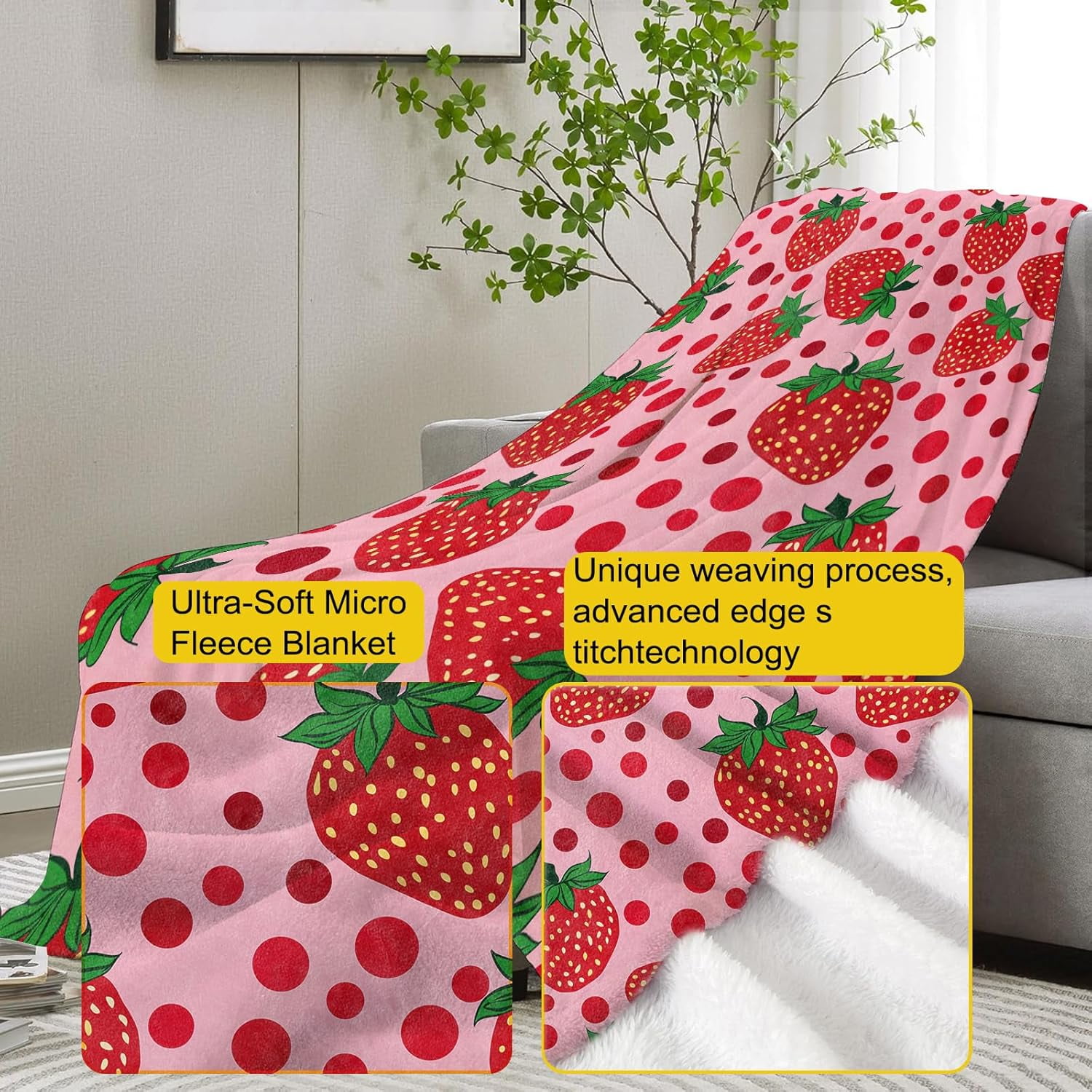 Funny Potato Blanket,Cute Potatoes Flannel Throw Blankets,Soft Warm Lightweight Cozy Plush Throws for Bedroom Sofa Home Decor Gifts for Women Girls 50"x60"