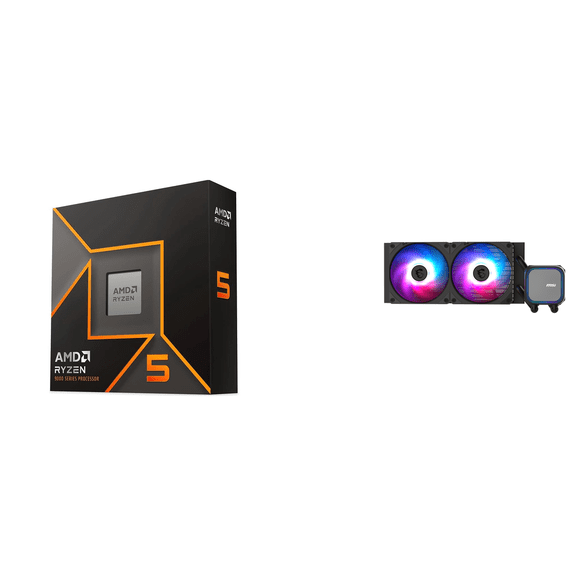 Ryzen 5 9600X Processor & MSI MAG Coreliquid A13 240 AIO ARGB CPU Liquid Cooler Bundle