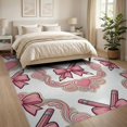 thumbnail image 3 of ODIKA 8'x10' Washable Area Rug Coquette Vintage Kawaii Swirl Border School Classroom Pencil Pink Refined for Living Room, Under Sectional, Family , Durable, Non-Slip, 3 of 7