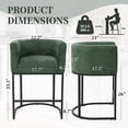 thumbnail image 4 of CRERIYO 26" Counter Height Bar Stool Set of 1, Chenille Upholstered Modern Barrel Bar Chair with Metal Frame, Green, 4 of 6