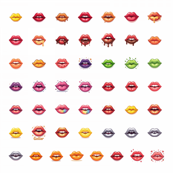 50 Pcs Autocollants de Lèvres en Chocolat Goutte à Goutte Dessin Animé Fêtes Décalcomanies Emoji Scrapbooking Téléphone Guitare Bouteille d'Eau Portable Déco Artistique
