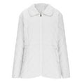 thumbnail image 4 of CHUMUD Women's Winter Quilted Jackets Long Sleeve Zip Up Lapel Collar Diamond Puffer Jacket Outerwear Coats with Pockets, 4 of 7